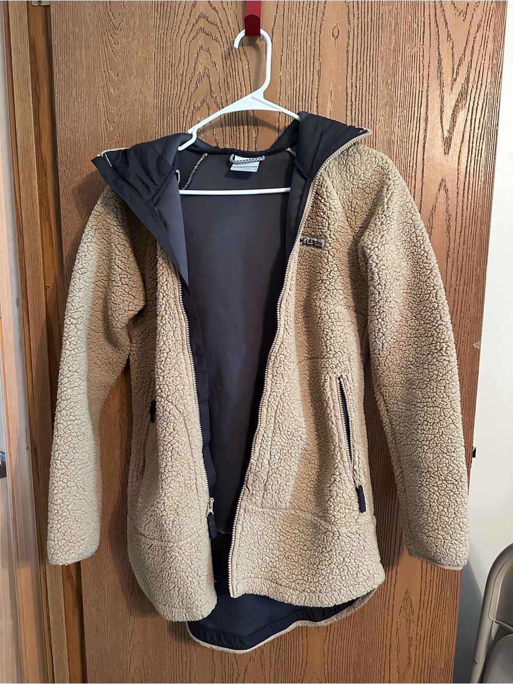 Columbia Black Hooded Jacket with Gray Trim